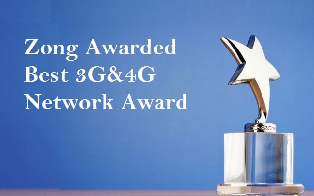 Zong Awarded with Best 3G&4G Network Award at CCA 2014-15
