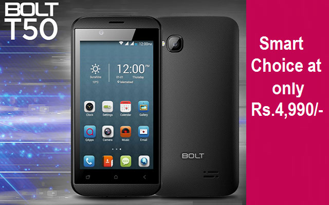 QMobile Presents Bolt T50; A Low Budget Smatphone at Only Rs. 4,990/-