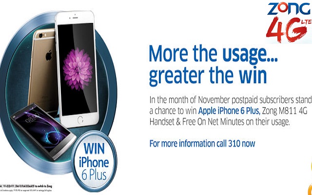 Zong Brings A Chance to Win iPhone 6 Plus for Postpaid Customers