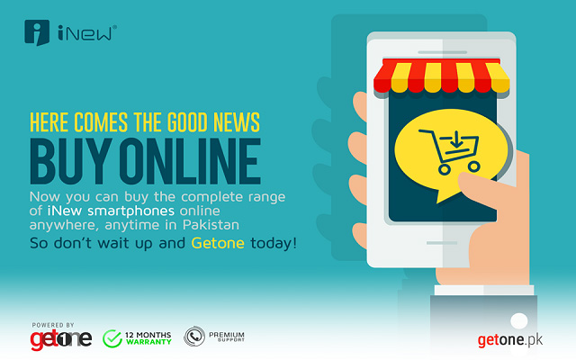 iNew Smartphone Partners with Getone.PK for Online Sales of its Smartphones all over Pakistan