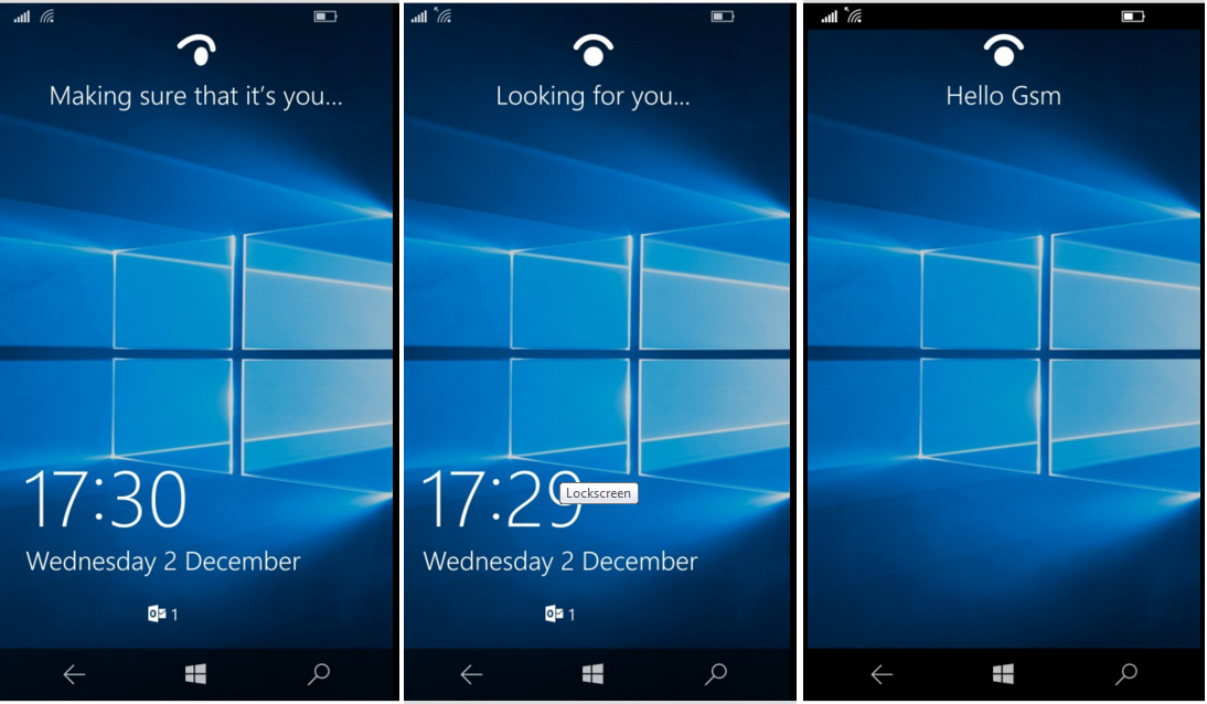 Microsoft Lumia 950 Hello windows