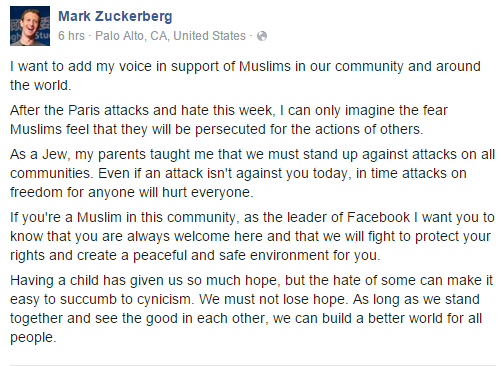 Mark Zuckerberg Pledges to 'Fight to Protect' Muslims on Facebook