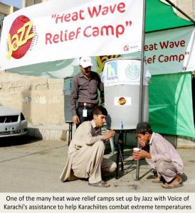 Jazz Heat-Wave Relief Camps Active for General Public in Collaboration with Voice of Karachi