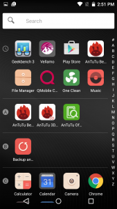 qmobile noir a6 application menu interface