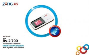 Zong 4G MBB Device Available Nation wide with 10% Discount