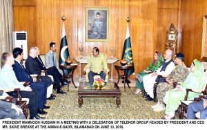 President and CEO of Telenor Group Meets Pakistani President