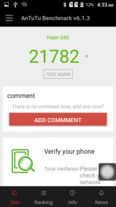 haier pursuit g40 antutu benchmark score