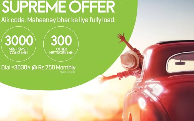 Zong Brings Monthly Supreme Offer in Just Rs 750