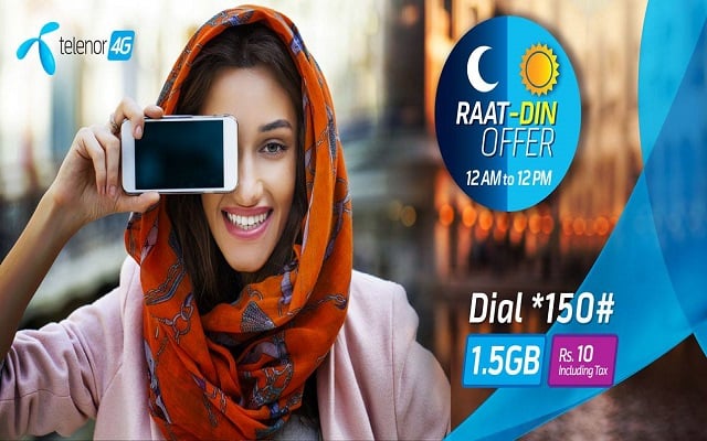 Now Enjoy Fastest 4G Internet with Telenor Raat Din Offer
