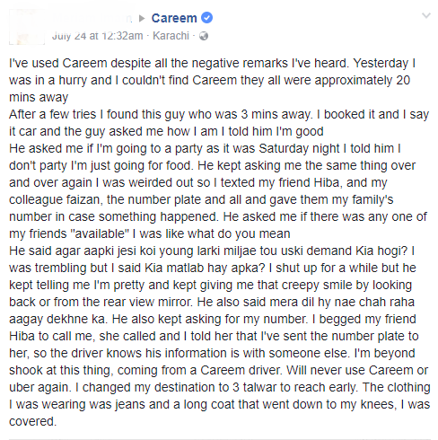 This Careem Captain Lost His Job for Harassing A Girl in Karachi