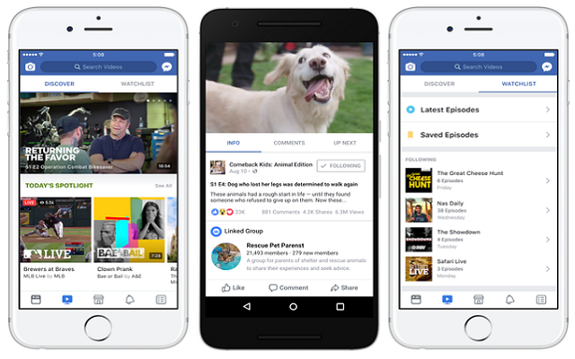 Facebook Launches Watch Tab of Original Video Shows