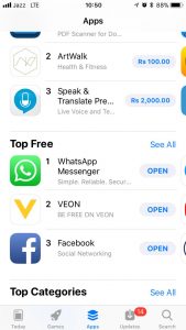 VEON App Tops Play Store Raking & Stood No. 2 on iOS