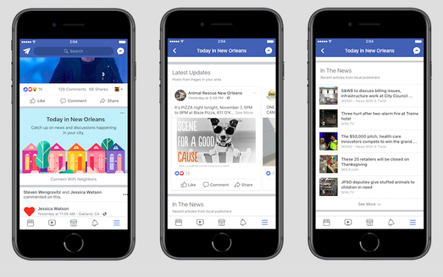 Facebook Testing Local News & Events Section in its App
