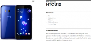 HTC U12 Listed Frameless on Verizon Site with 3500mAh Battery