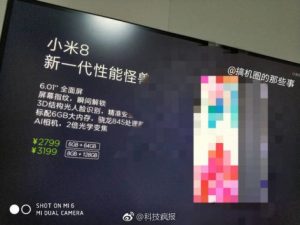 A separate leak on Weibo of live images of the Xiaomi Mi 8 shows design details. At the back, the smartphone in the images has a transparent glass panel that shows the internals, and a vertical dual camera setup sits on the top left. At the front, the Xiaomi Mi 8 houses a notch display, with volume and power button seen on the right edge. There is no Xiaomi logo on either side of the smartphone, so we expect you to take this and even the above leak with a pinch of salt. We are just a week away from official launch, where all the details will be revealed.