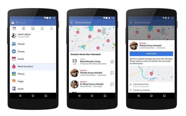 FACEBOOK MAKING IT EASIER TO DONATE BLOOD