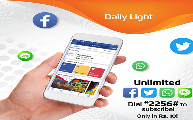 Use Facebook, Twitter, WhatsApp & Line in Rs. 10 With Ufone Daily Light Bucket