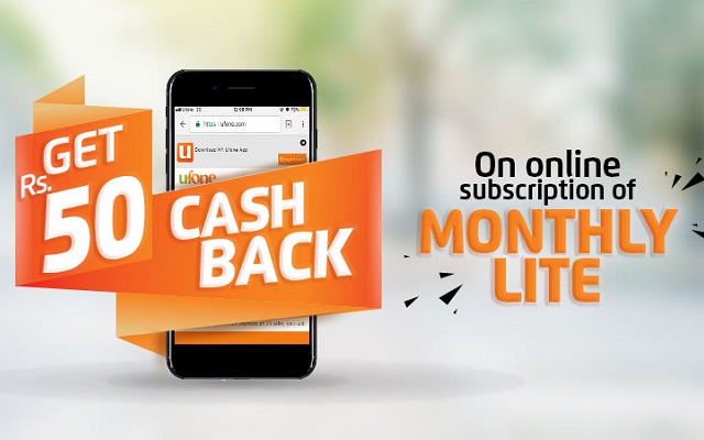 Ufone Monthly Lite Cashback Offer