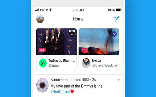 Now Watch Twitter Live Broadcasts at the top of your timeline
