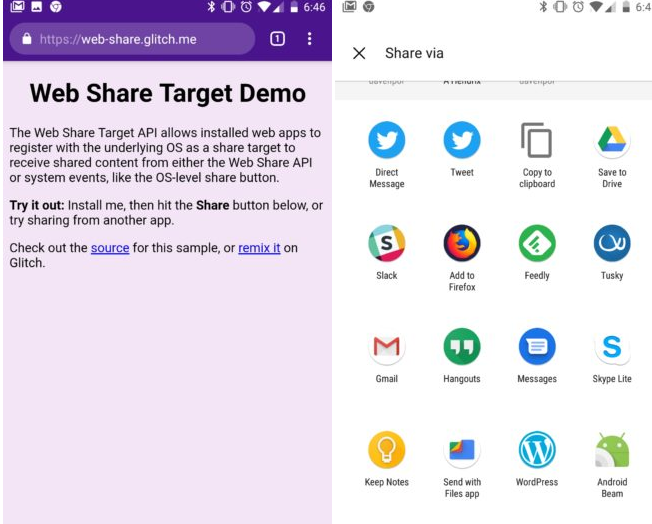 Chrome 71 Android Share Menu Updated With Web Apps