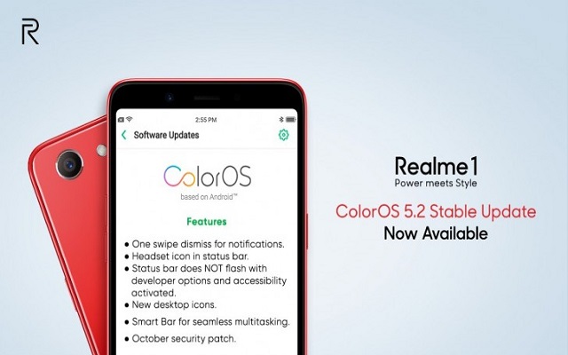 Realme 1 ColorOS 5.2 Update Brings Many New Features