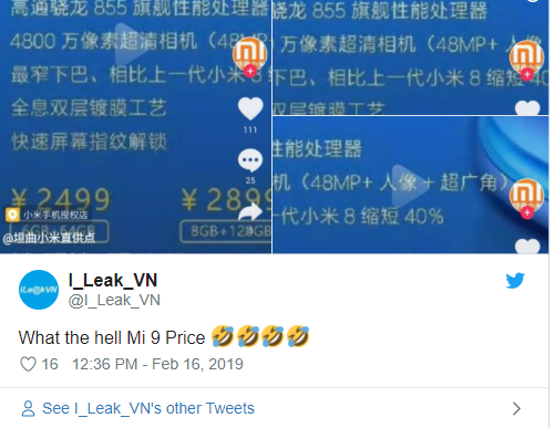 Xiaomi Mi 9 Price Got Leaked