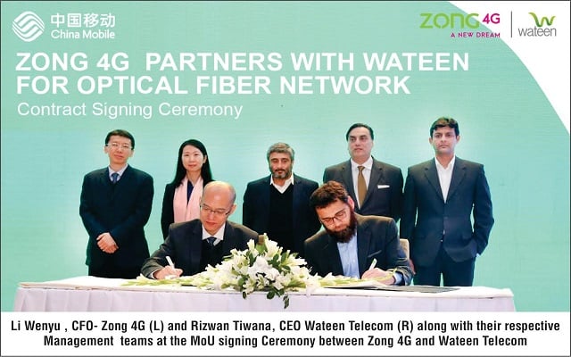 Zong 4G Extends Partnership with Wateen for long haul Optical Fiber