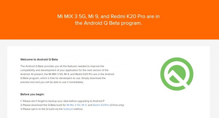 Redmi K20 Pro Is The Part Of Android Q Beta Together With Mi Mix 3 5G & Mi 9