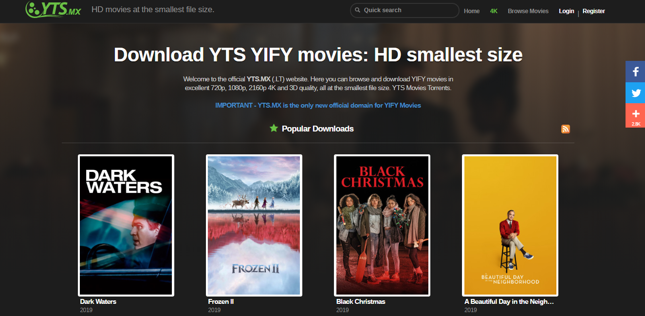 YIFY movies Best Movie Download Sites