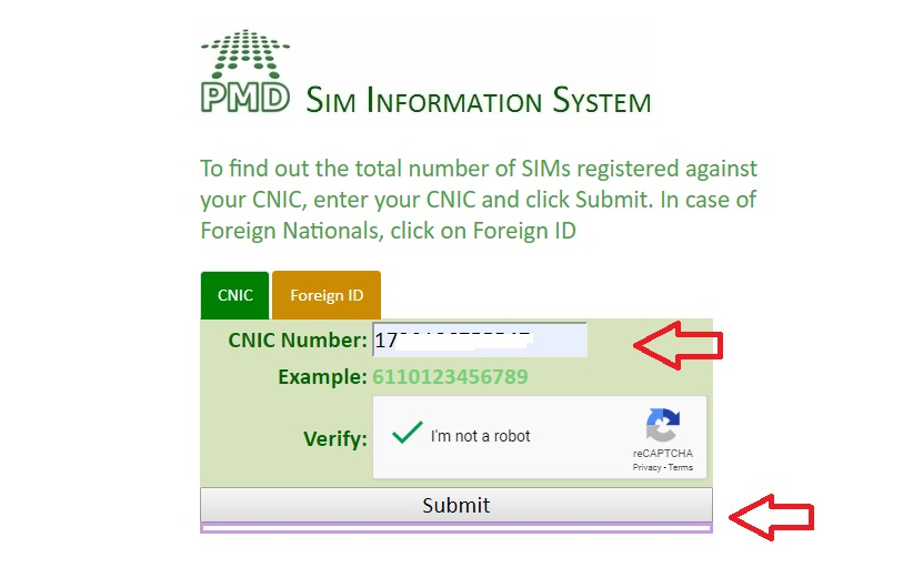 SIMs Registered Against Your CNIC