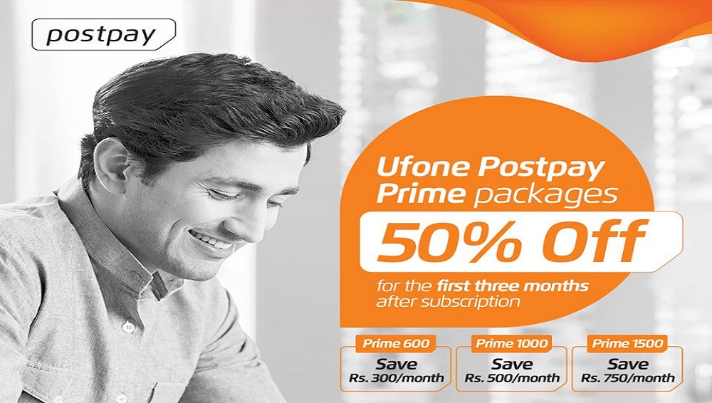 Avail 50% off on Ufone Postpay Prime Packages