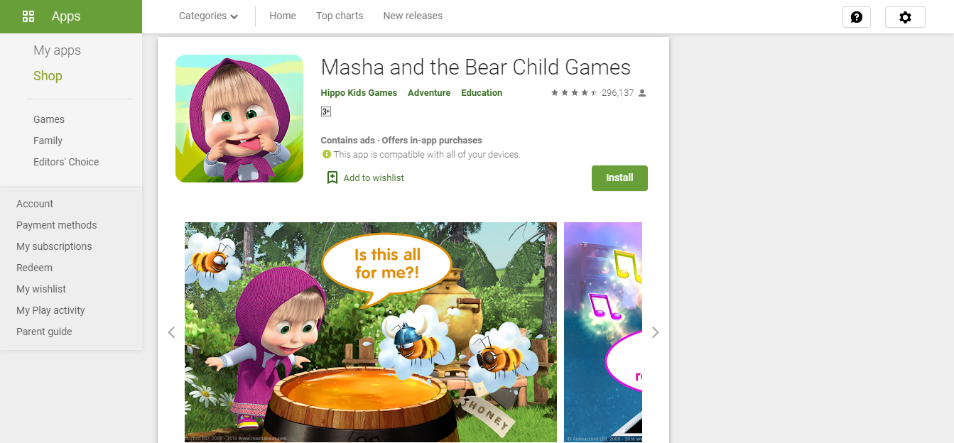 Masha and the bear child games