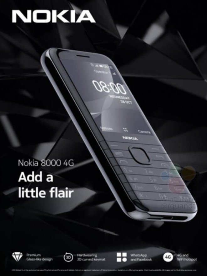 Nokia 8000 4G Image & Key Features Leaked