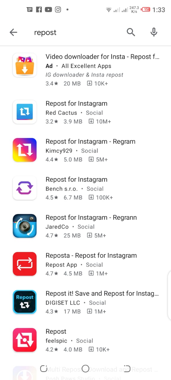 Repost on Instagram Using app