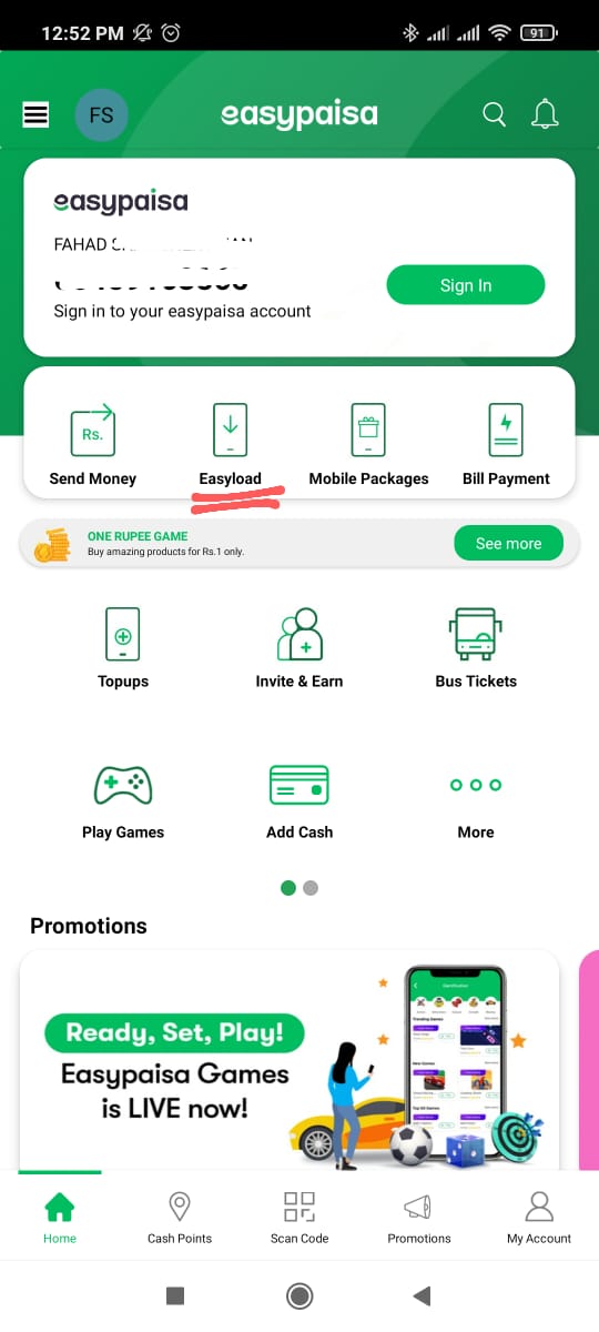 recharge via easypaisa app