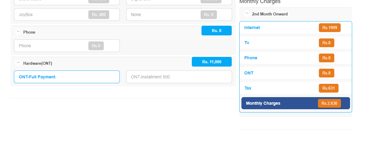 Nayatel Monthly Packages