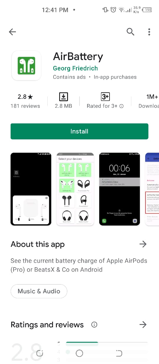 app to check airpods battery on android
