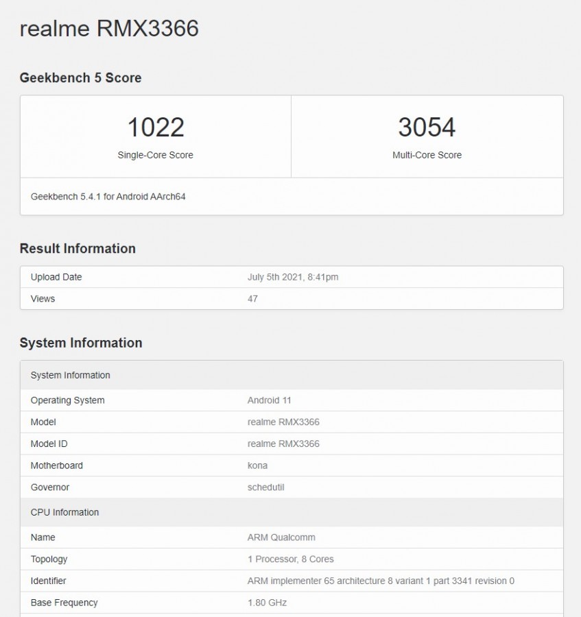 Realme X9 Pro Geekbench