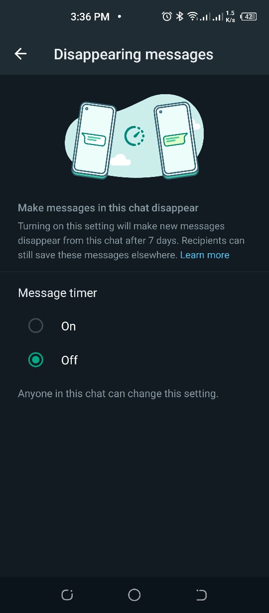 disable whatsapp disappearing messages
