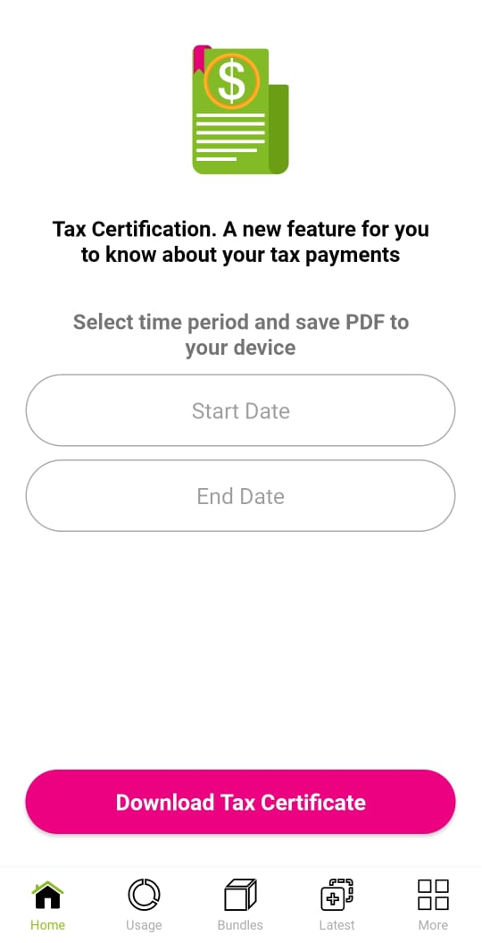 how to get zong tax certifcate