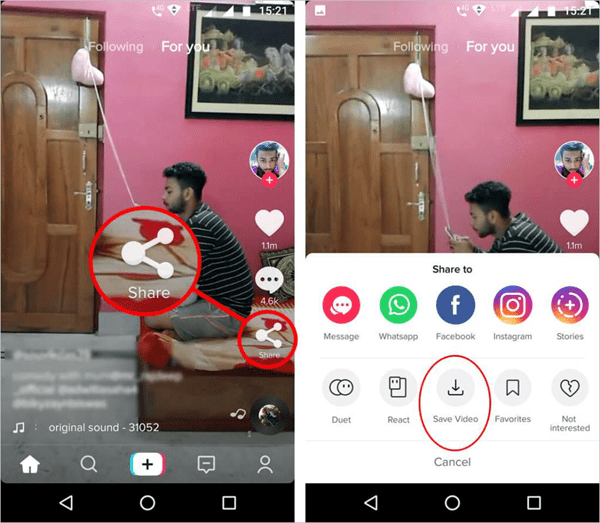 download TikTok video with a third party extension.