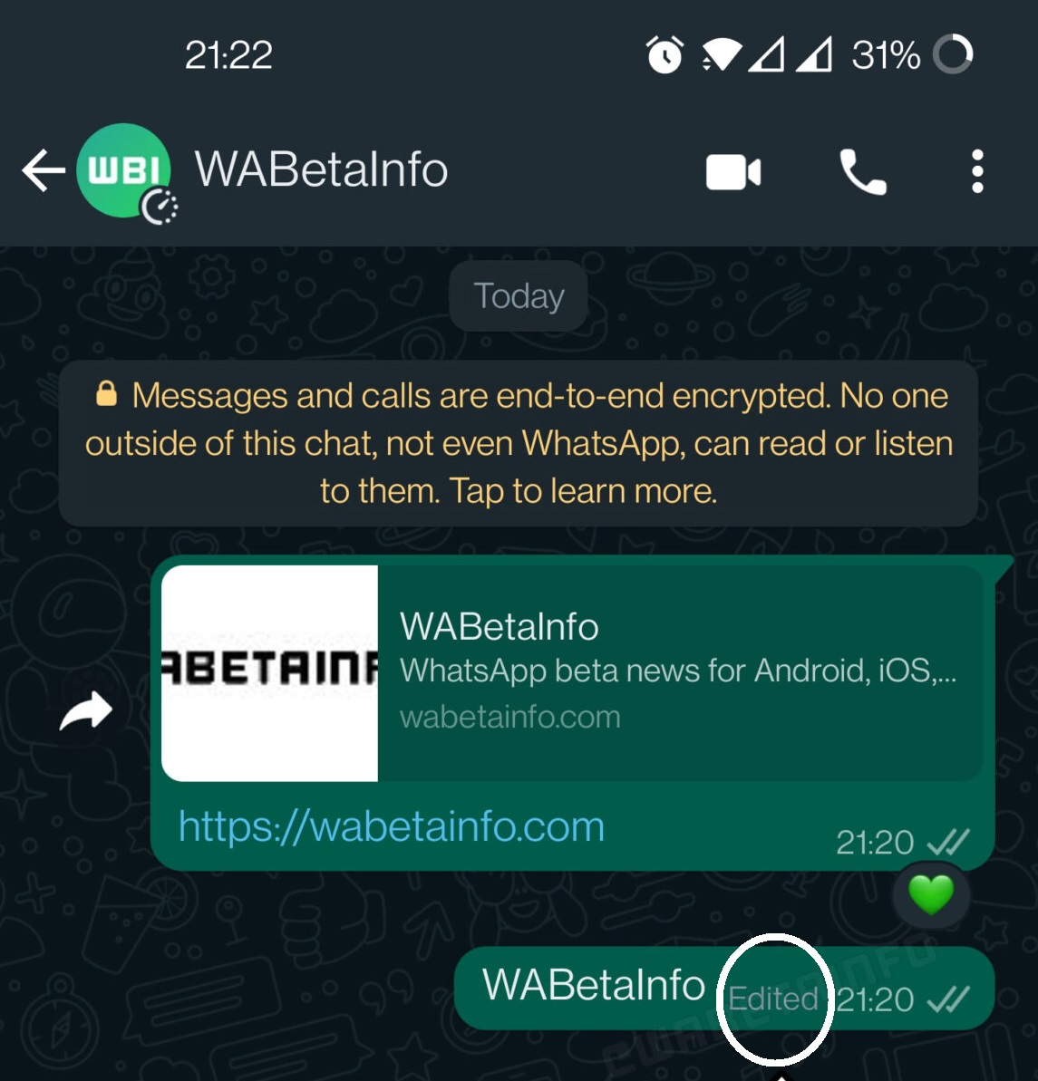 WhatsApp Android Edit Messages