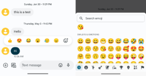 Google Messages testing emoji reactions with some users