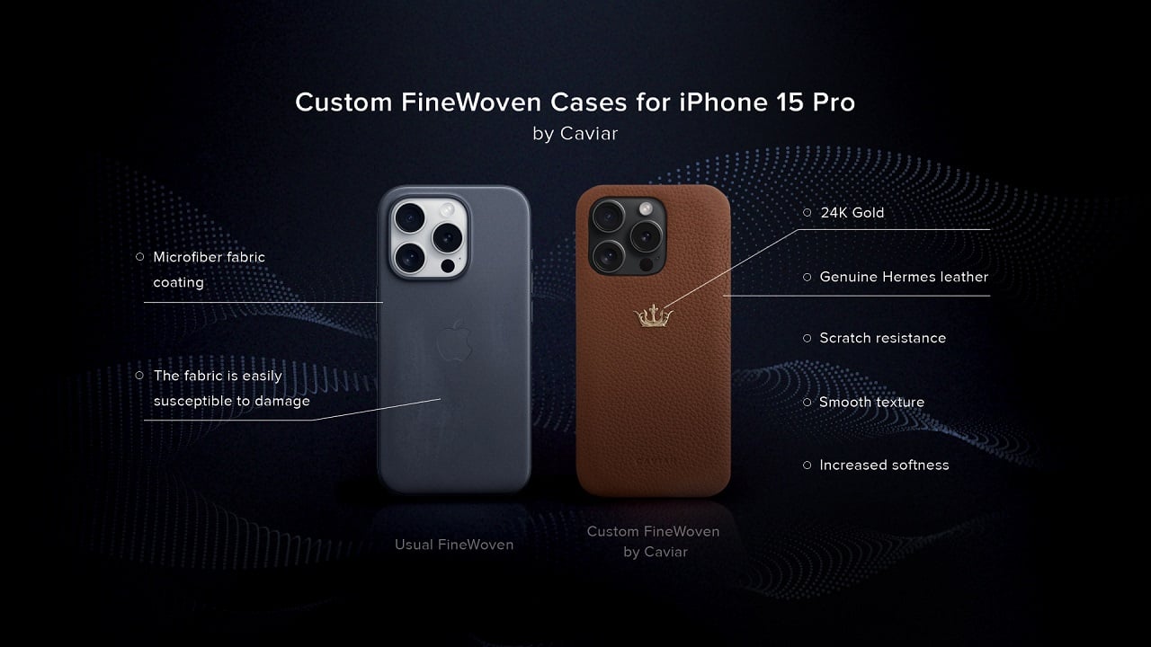 Caviar upgraded FineWoven cases for iPhone 15
