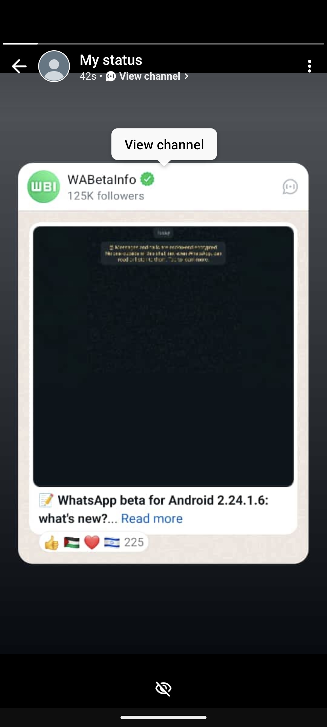WhatsApp layout channel to Status
