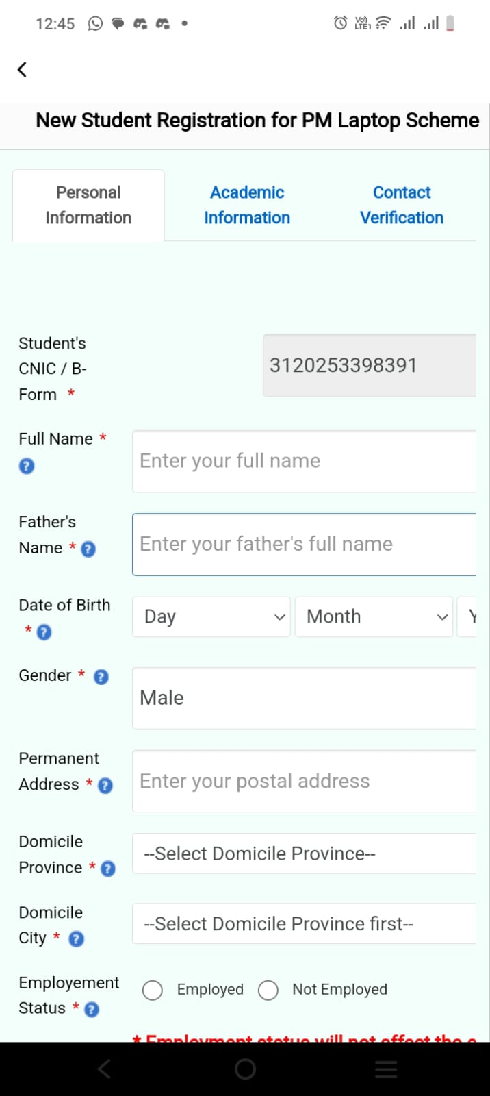 personal information