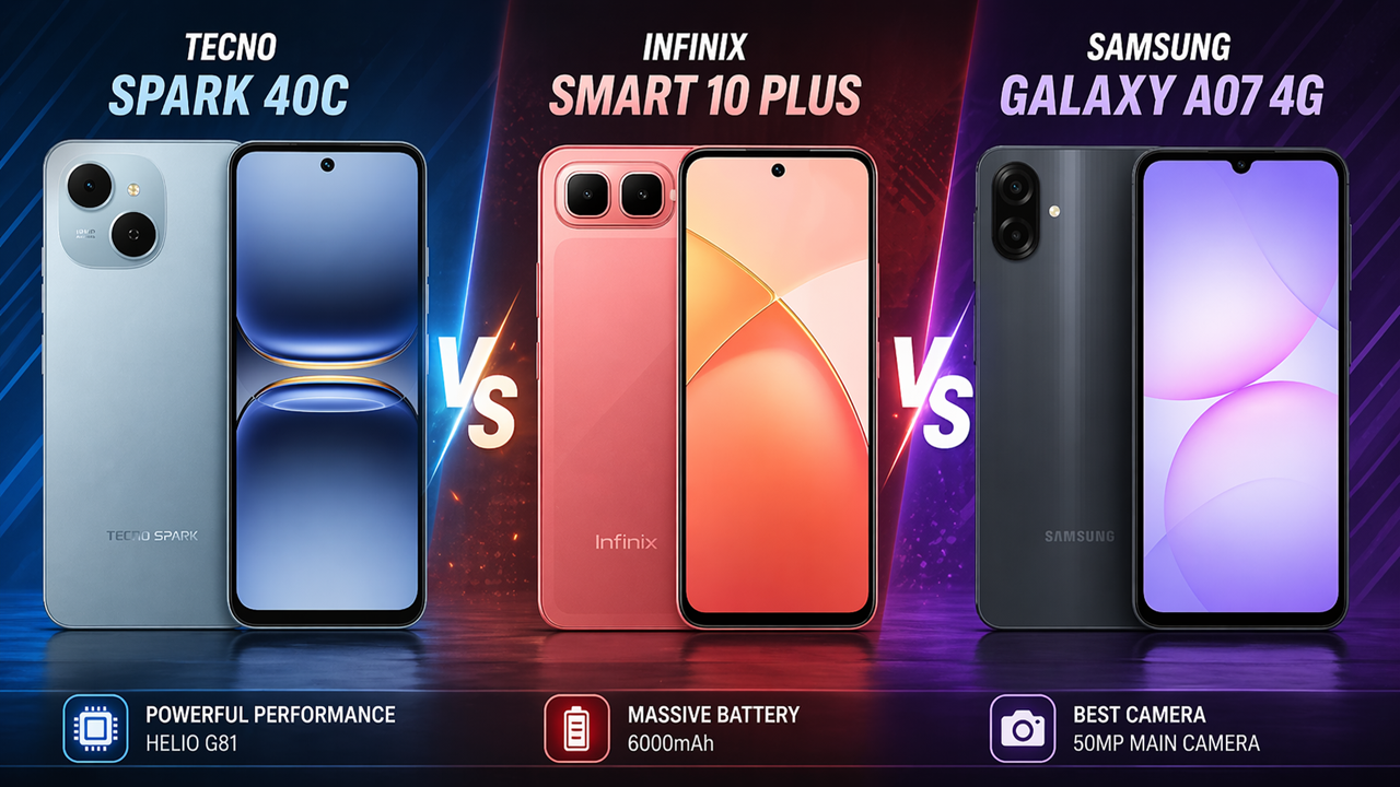 Infinix Smart 10 Plus vs Tecno Spark 40C vs Samsung A07 – Best Phone Around Rs. 30,000?